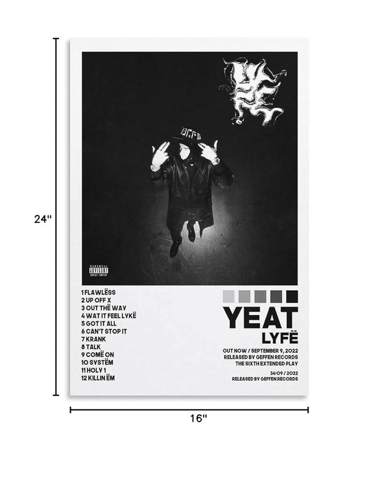 Amazon.com: Yeat Poster Lyfe Poster Album Cover Posters for